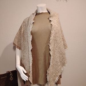 New Beige Knit Blanket Scarf Wrap